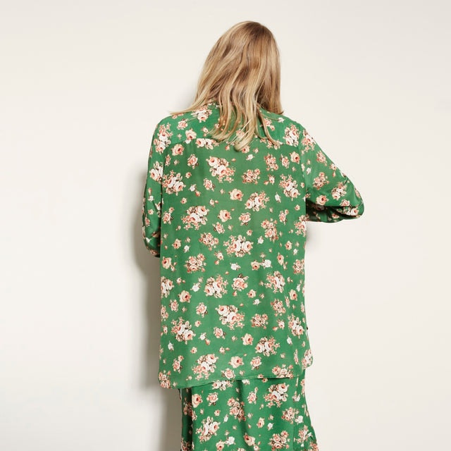 Bente w. Frill - Green Roses All Over - FWSS - Bluser & Skjorter - VILLOID.no