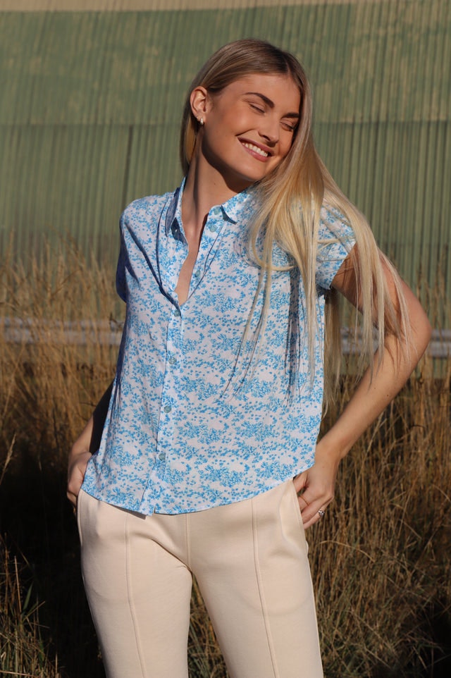 Majan SS Shirt Aop - Ibiza Seaweed