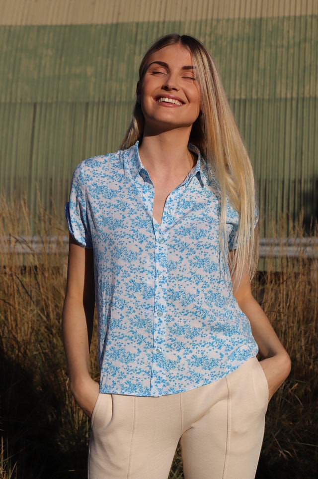 Majan SS Shirt Aop - Ibiza Seaweed