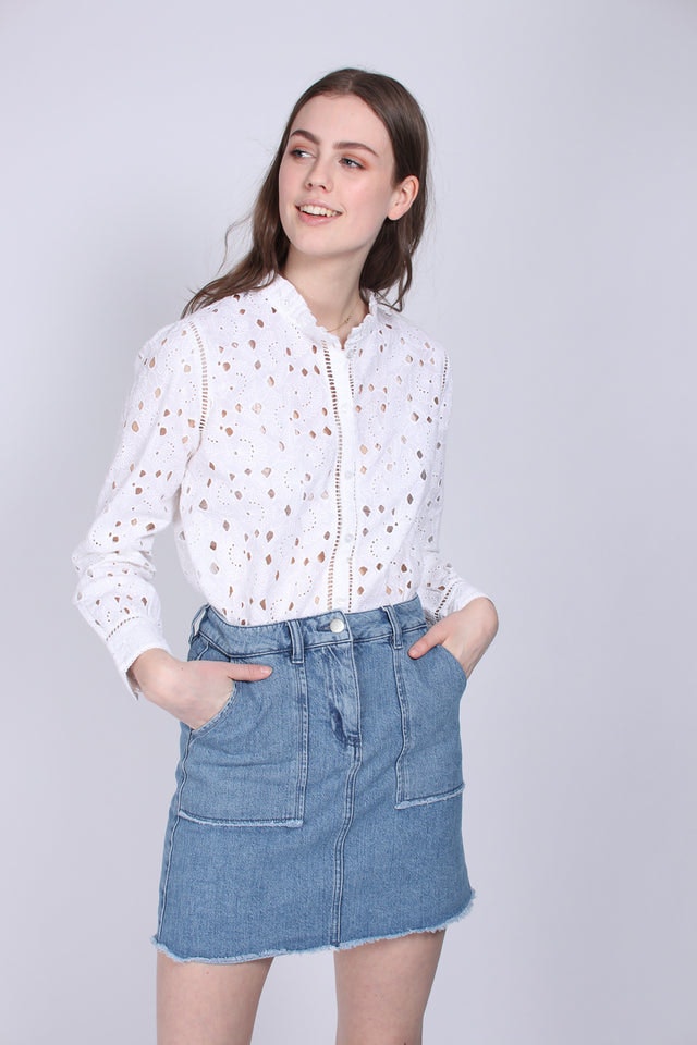 Lindy Lace Shirt - White - Second Female - Bluser & Skjorter - VILLOID.no