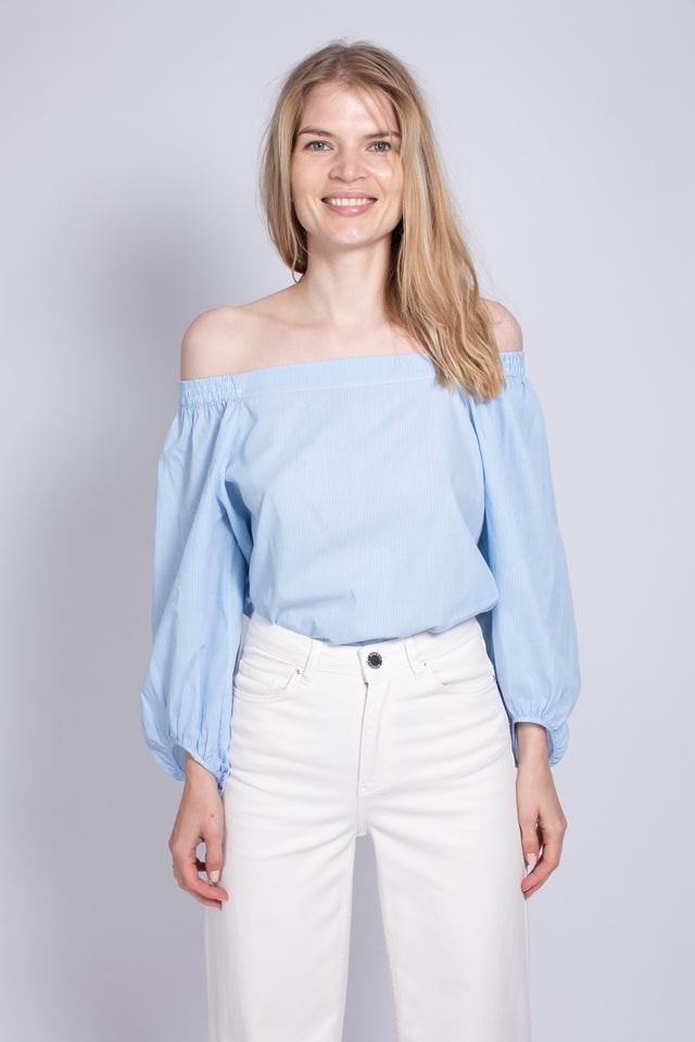 Veras No Shoulder Blouse - Little Boy Blue - Second Female - Bluser & Skjorter - VILLOID.no