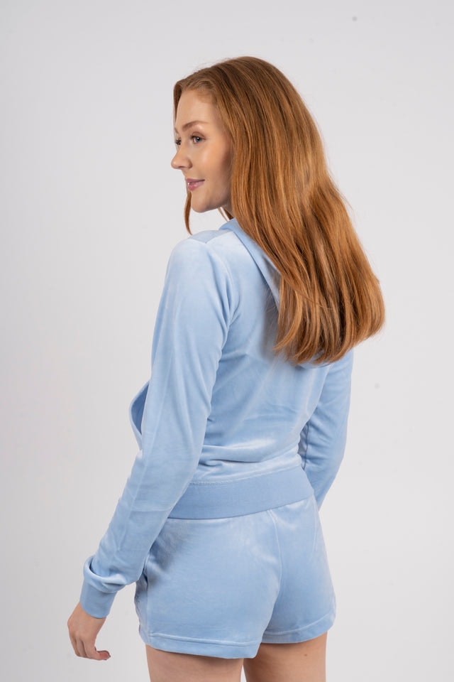 Robertson Classic Velour Zip Hoodie - Powder Blue