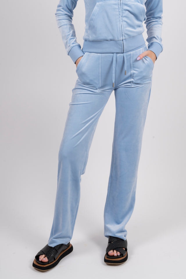 Del Ray Classic Velour Pant Pocket - Powder Blue