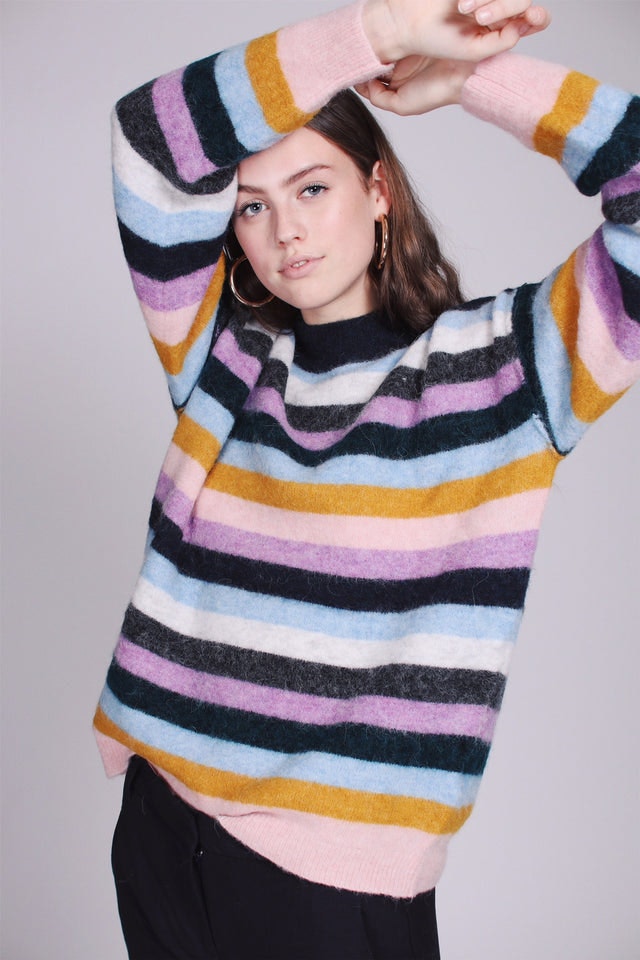 Maville Knit Loose Multi O-neck - English Lavender - Second Female - Gensere - VILLOID.no