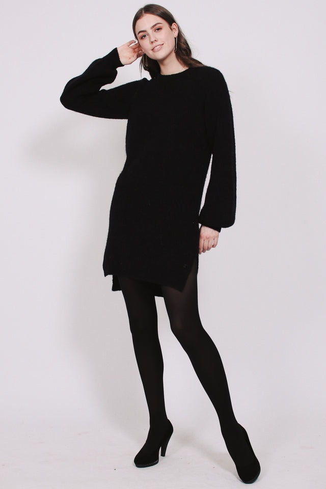 Fluffy Rib Dress - Black - MAUD - Kjoler - VILLOID.no