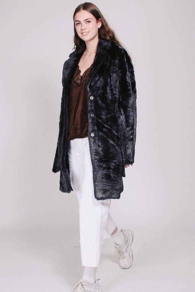 Barbara Faux Furcoat - Blue - Line of Oslo - Jakker - VILLOID.no