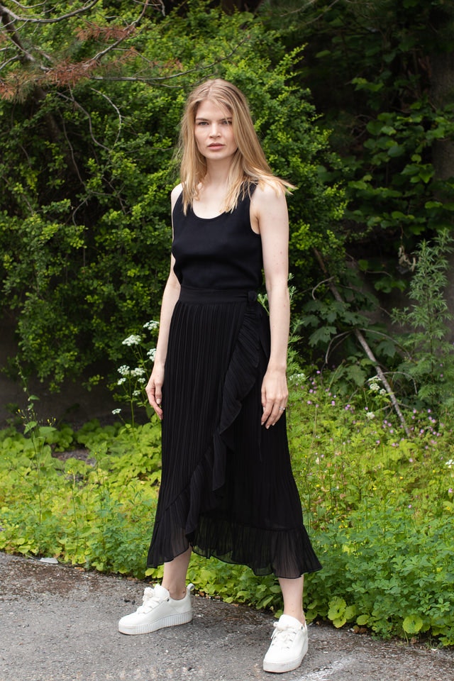 Mounce Long Wrap Skirt - Black - Second Female - Skjørt - VILLOID.no