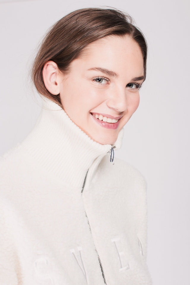 Kathryn Pile Zip Sweater - Antique White - SVEA - Gensere - VILLOID.no