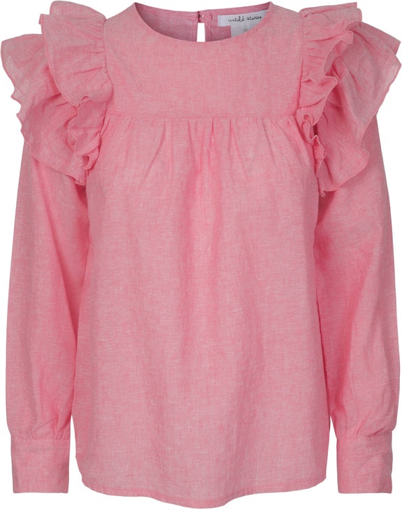Lisa Ruffle Blouse - Rasperry Red
