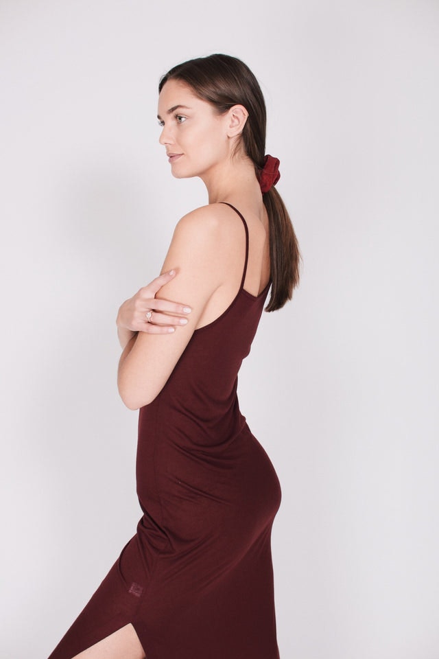 The Slip Dress : With Cashmere - Burgundy Red Wine - AWAN - Loungewear - VILLOID.no