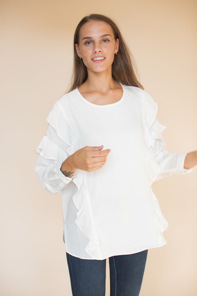Vanessa short solidblouse - White - Line of Oslo - Bluser & Skjorter - VILLOID.no