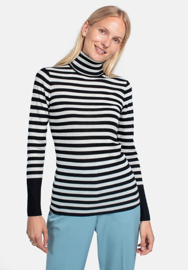 Wool Turtleneck - Black/White Stripe - Pierre Robert x Jenny Skavlan - Gensere - VILLOID.no