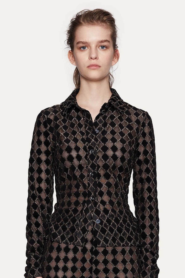 Nevena Jersey Lurex Burnout - Diamond Cedar - Stine Goya - Bluser & Skjorter - VILLOID.no