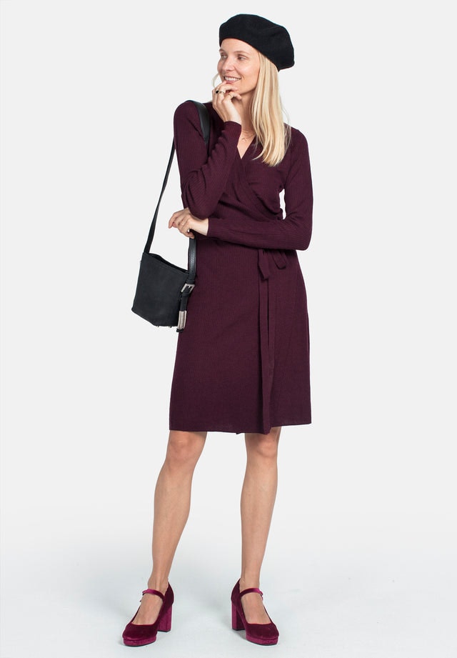 Wool Wrap Dress - Burgundy - Pierre Robert x Jenny Skavlan - Kjoler - VILLOID.no