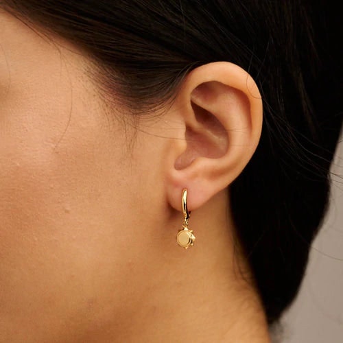 Metal Sun Drop Huggie Hoop Earrings - Gold
