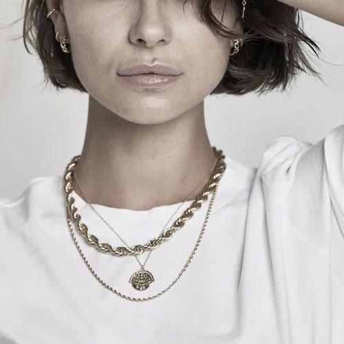 Rope Coin Spinner Necklace - Pale Gold