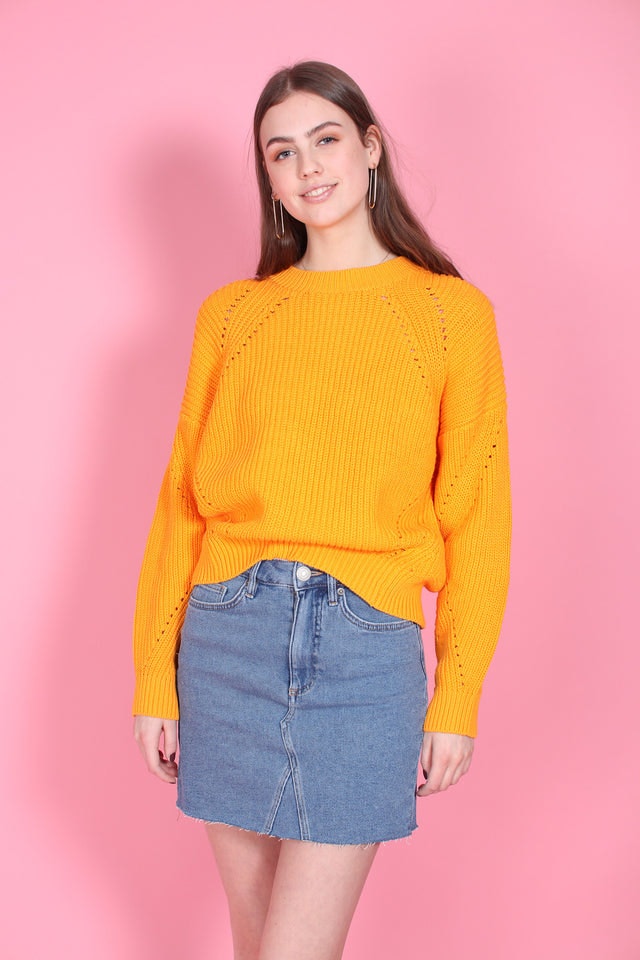 Nynne Knit O-neck - Blazing Orange - Second Female - Gensere - VILLOID.no