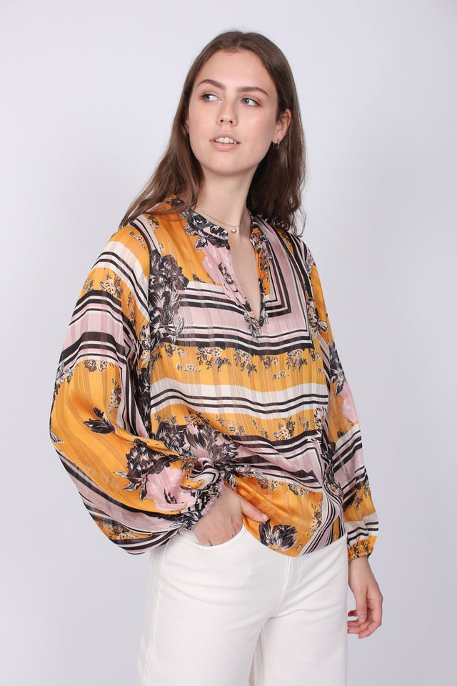 Valley LS Blouse - Inca Gold - Second Female - Bluser & Skjorter - VILLOID.no