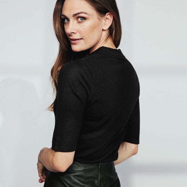 Wool Pique Top JS - Black - Pierre Robert x Jenny Skavlan - T-skjorter & Topper - VILLOID.no