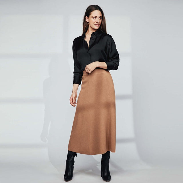 Wool Flared Skirt JS - Camel - Pierre Robert x Jenny Skavlan - Skjørt - VILLOID.no