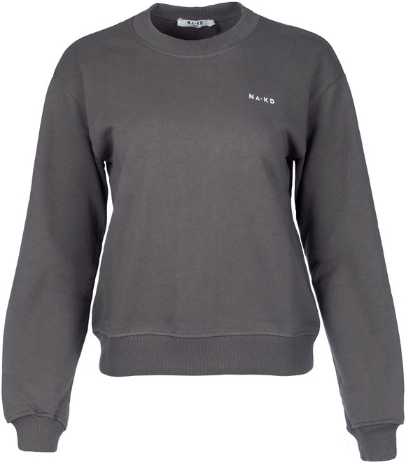 Logo Basic Sweater - Grey - NA-KD - Gensere - VILLOID.no