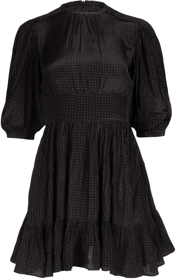 Shiny Vintage Mini Dress - Golden Dots - ByTimo - Kjoler - VILLOID.no