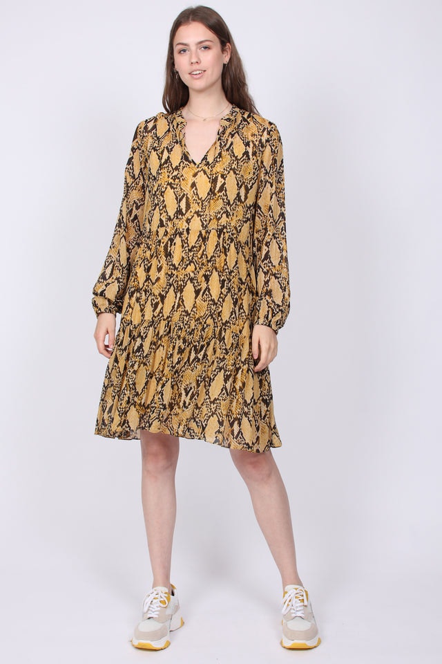 Snake Midi Dress - Chai Tea - Second Female - Kjoler - VILLOID.no