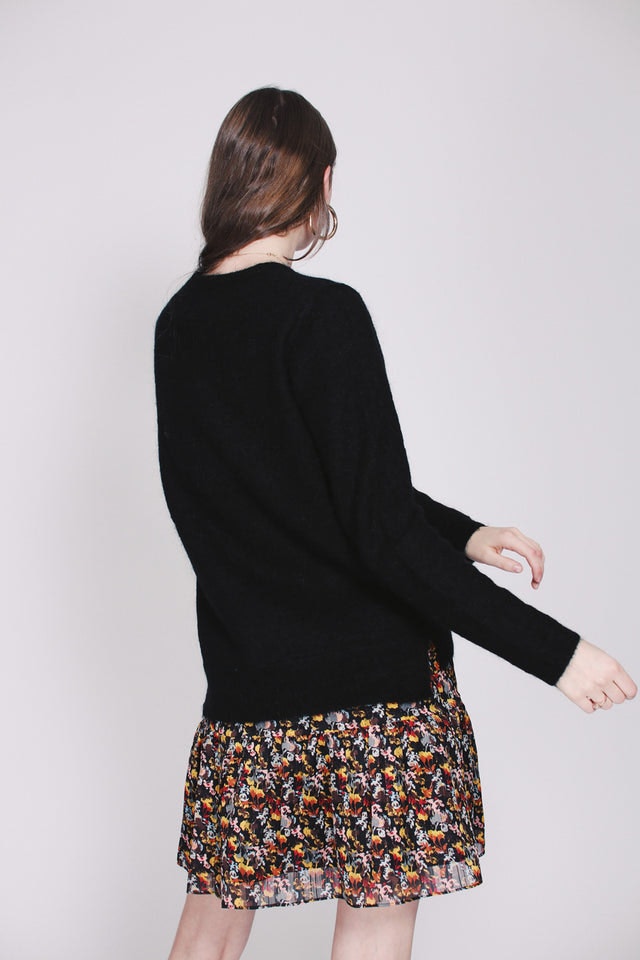 Brook Knit Raw O-neck - Black - Second Female - Gensere - VILLOID.no