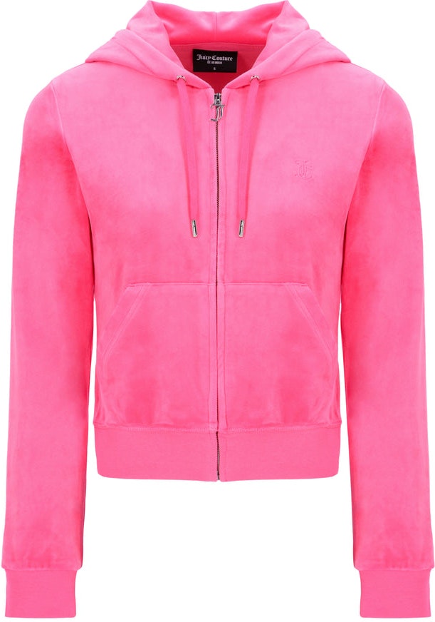 Robertson Classic Velour Zip Hoodie - Fluro Pink