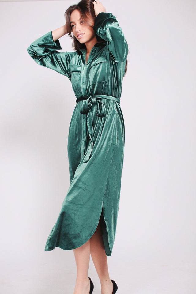 Astri velvetdress - Green - Line of Oslo - Kjoler - VILLOID.no