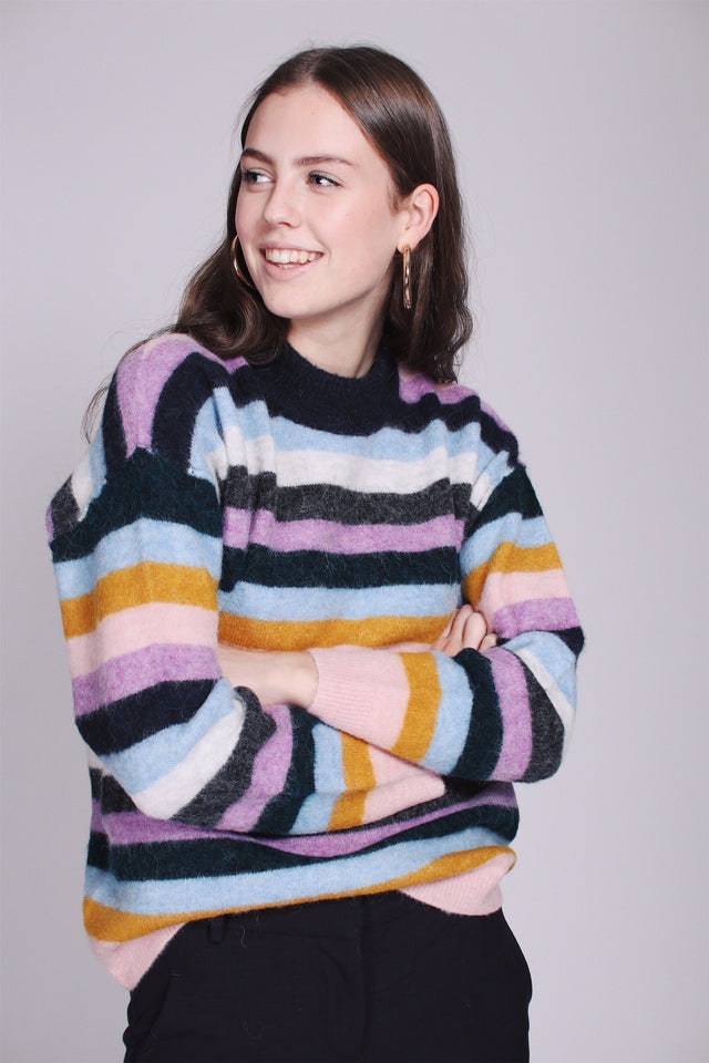 Maville Knit Loose Multi O-neck - English Lavender - Second Female - Gensere - VILLOID.no