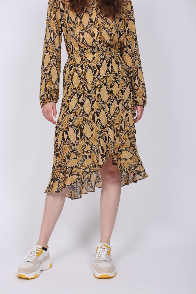 Snake Midi Skirt - Chai Tea - Second Female - Skjørt - VILLOID.no