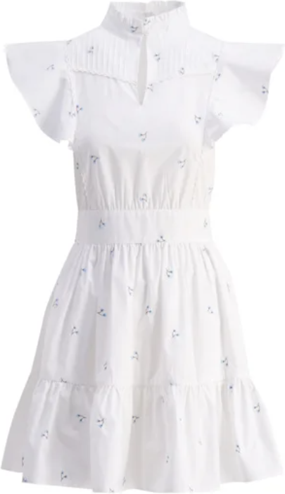 Senorita Dress - Embroidered Blue Flower
