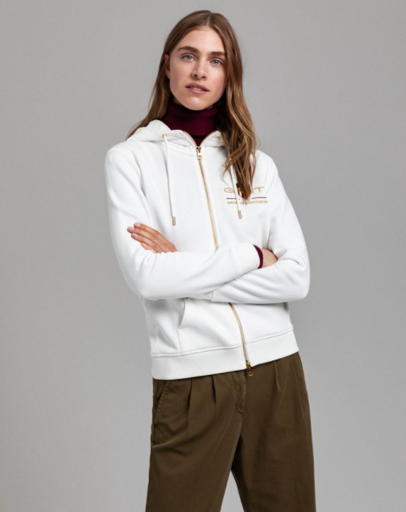 D2. Archive Shield Full Zip - Eggshell - GANT - Gensere - VILLOID.no