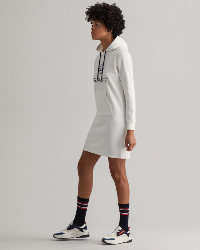 Lock Up Hoodie Dress - Eggshell
