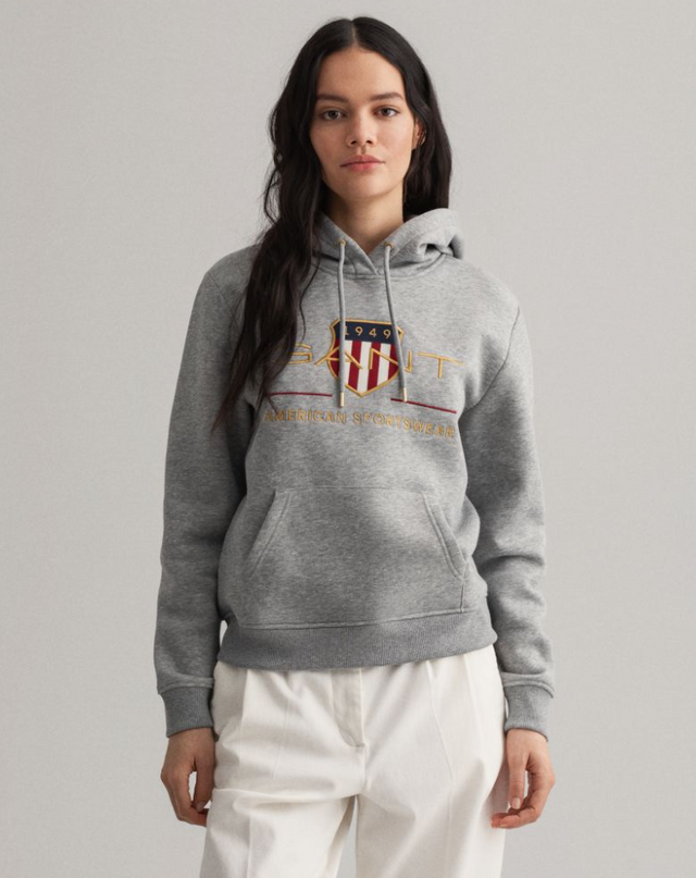 D1. Archive Shield Sweat Hoodie - Grey Melange
