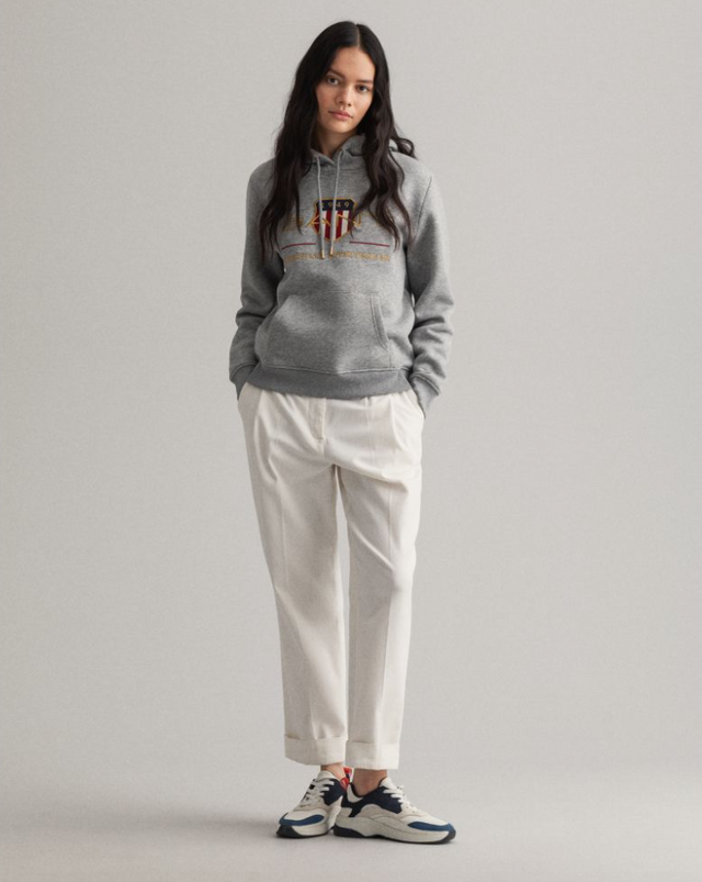 D1. Archive Shield Sweat Hoodie - Grey Melange