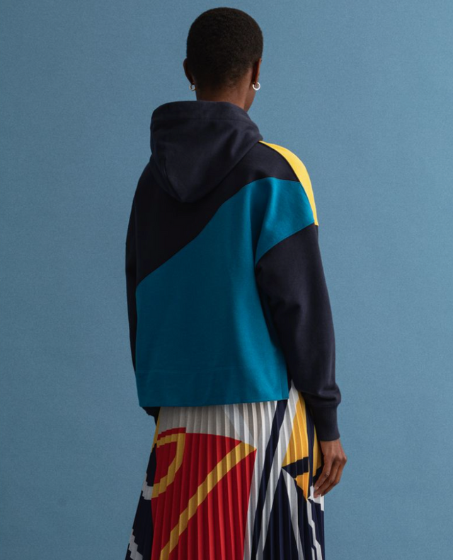 D1. RW Color Block Sweat Hoodie - Evening Blue
