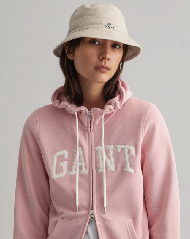 Arch Logo Zip Hoodie - Preppy Pink