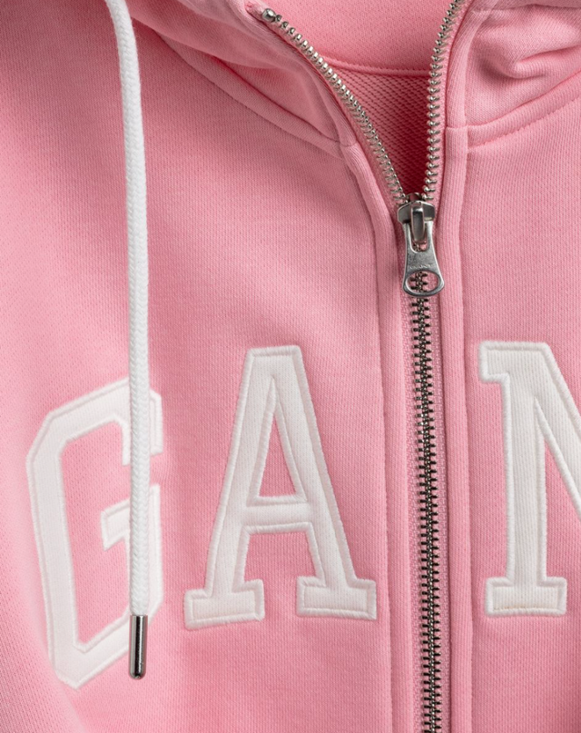 Arch Logo Zip Hoodie - Preppy Pink