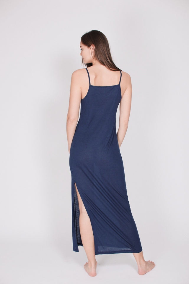 The Slip Dress : With Cashmere - Deep Sea Blue - AWAN - Loungewear - VILLOID.no