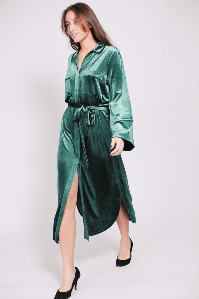 Astri velvetdress - Green - Line of Oslo - Kjoler - VILLOID.no
