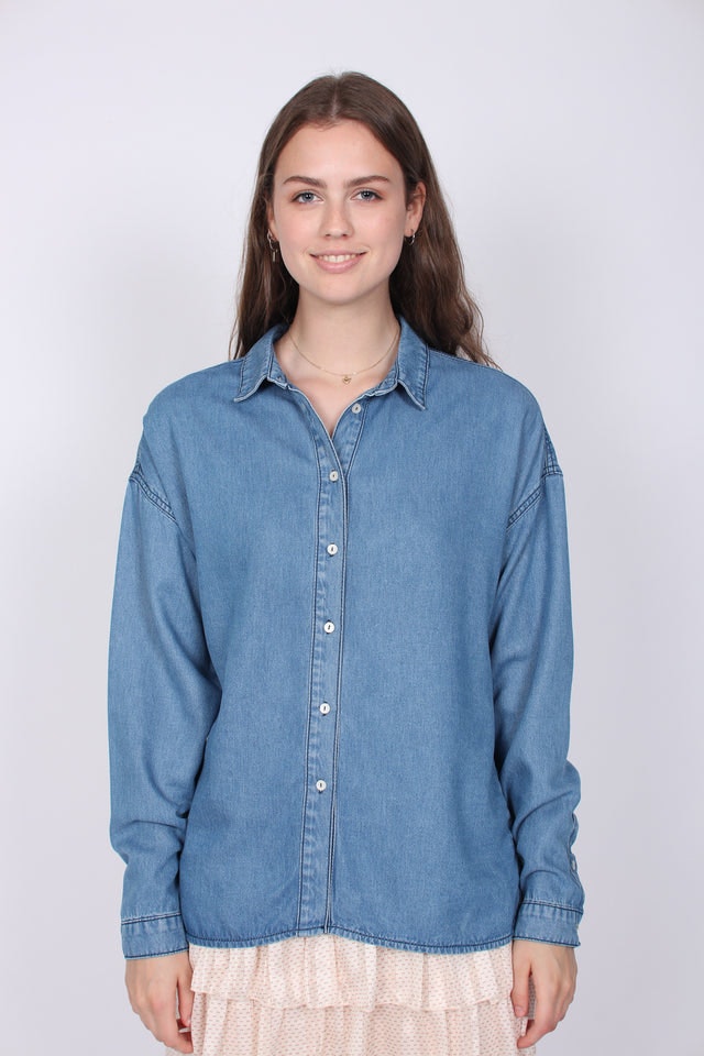 Lyle Shirt - Blue Denim - Second Female - Bluser & Skjorter - VILLOID.no