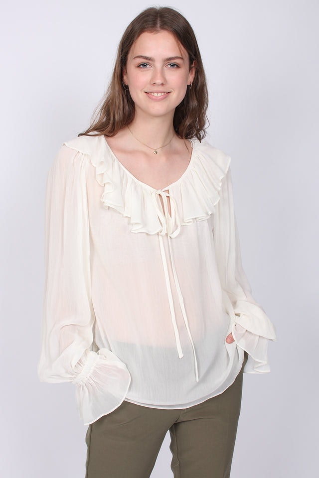 Michel Solid Blouse - Creme - Line of Oslo - Bluser & Skjorter - VILLOID.no