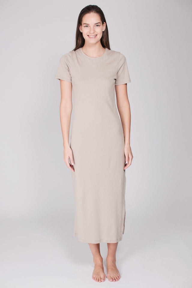 The T-dress : Organic Cotton - Beige - AWAN - Loungewear - VILLOID.no