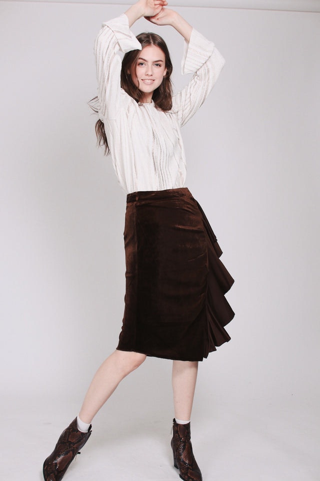 Johanna Velvet Skirt - Brown - Line of Oslo - Skjørt - VILLOID.no