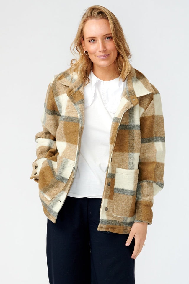 Viksa Jacket Wool - Camel/Black Checks