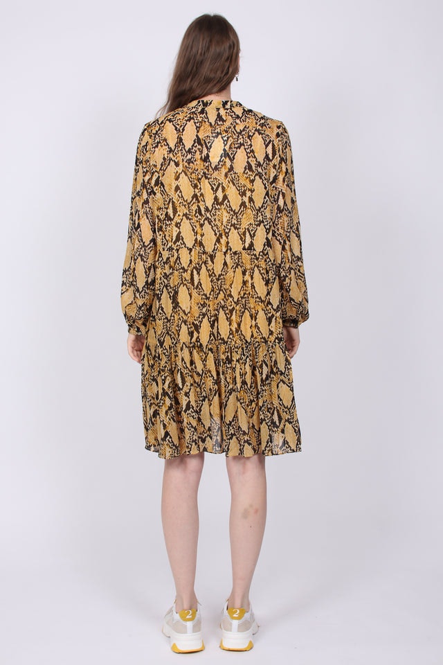 Snake Midi Dress - Chai Tea - Second Female - Kjoler - VILLOID.no
