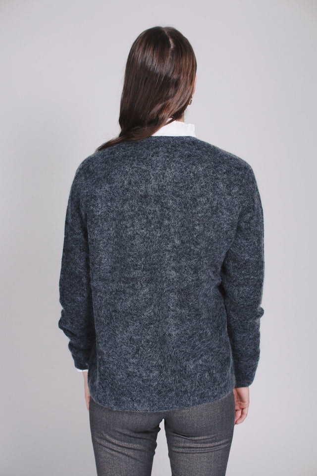 Brook Knit Short Cardigan - Dark Grey Melange - Second Female - Gensere - VILLOID.no