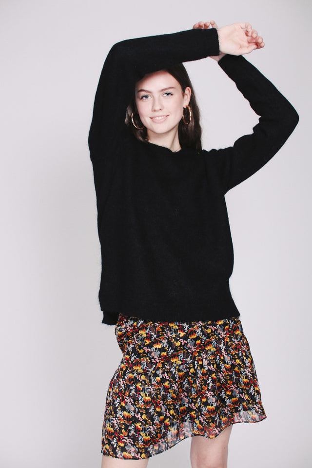 Brook Knit Raw O-neck - Black - Second Female - Gensere - VILLOID.no